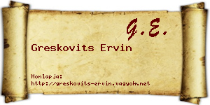 Greskovits Ervin névjegykártya