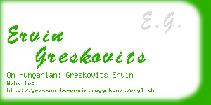 ervin greskovits business card